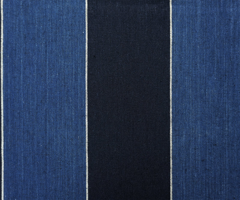 Navy-Blue-White Linen Cotton Stripe Woven Fabric