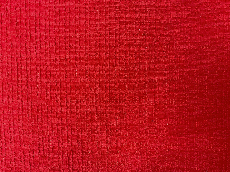 Red Poly Blend Stretch Texture Sparkle Boucle Novelty Knit Fabric