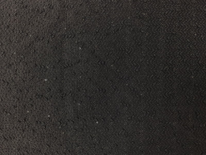 Black Poly Spandex Wave Sequin Boucle Novelty Knit Fabric