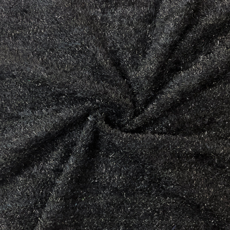 Black Poly Texture Eyelash Jersey Novelty Knit Fabric