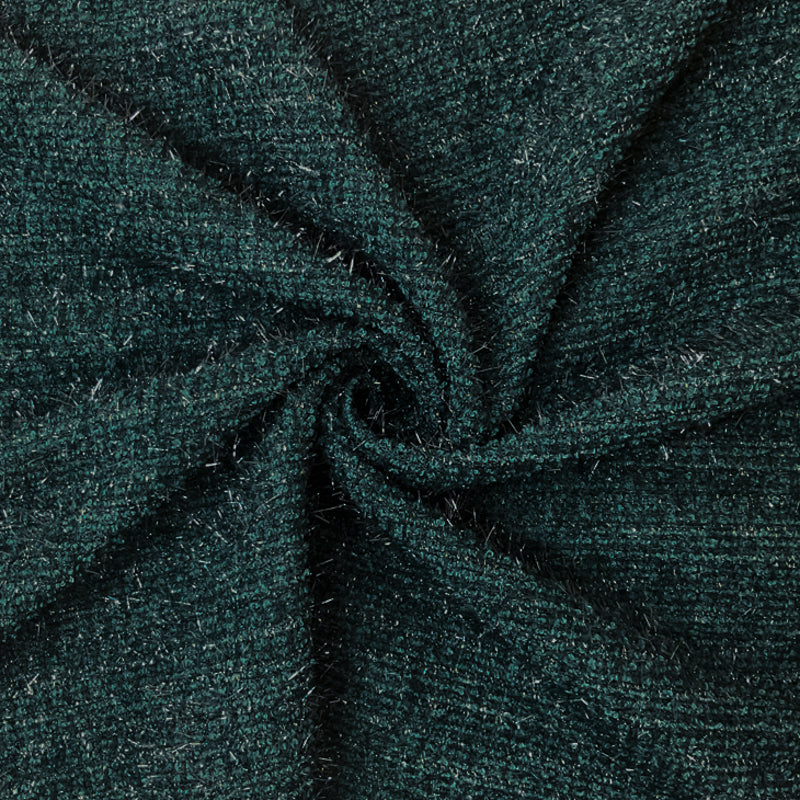 Green Poly Metallic Eyelash Texture Boucle Novelty Knit Fabric