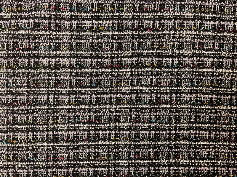 Black-Multi Poly Blend Texture Double Knit Novelty Fabric