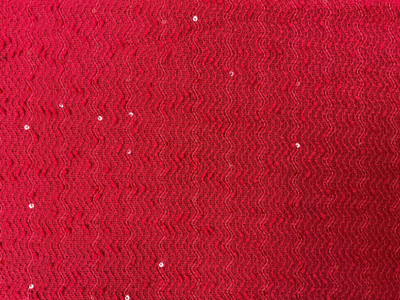 Red Poly Spandex Chevron Sequin Boucle Novelty Knit Fabric