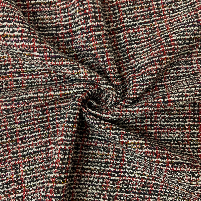 Red-Multi Poly Rayon Texture Boucle Double Knit Novelty Fabric