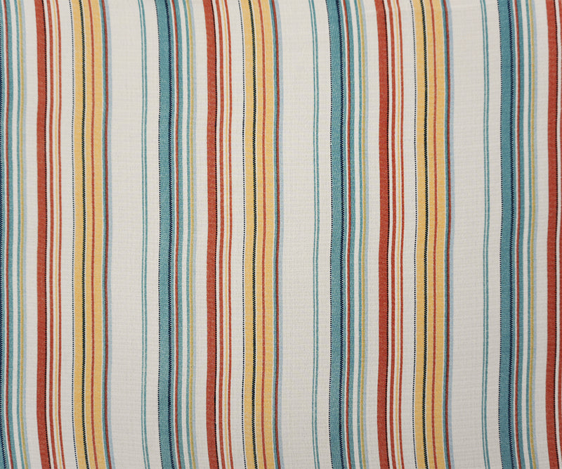 Teal-White-Multi Famous Maker Poly Linen-Like Stripe Woven Fabric