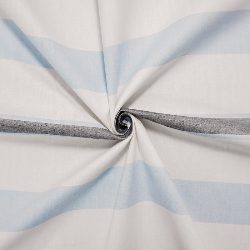 White-Blue Famous Maker Cotton Stripe Oxford Woven Fabric