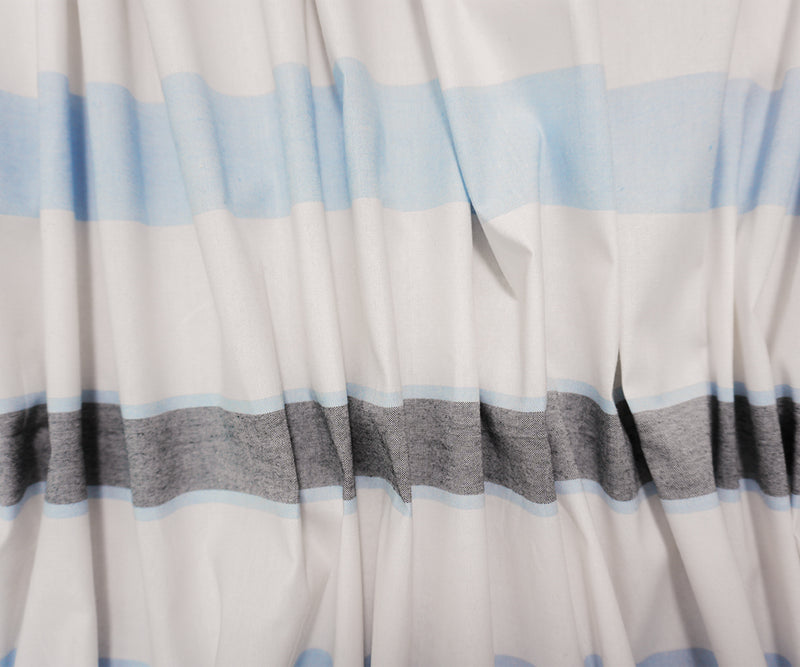 White-Blue Famous Maker Cotton Stripe Oxford Woven Fabric