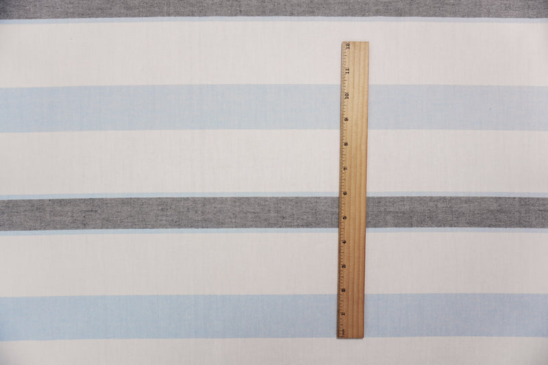 White-Blue Famous Maker Cotton Stripe Oxford Woven Fabric