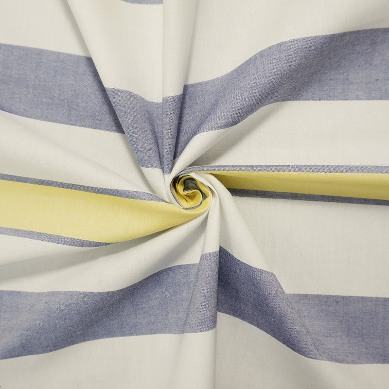 Blue-Yellow-White Famous Maker Cotton Stripe Oxford Woven Fabric