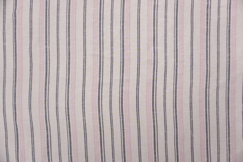 White-Navy-Pink Famous Maker Rayon Linen Stripe Woven Fabric