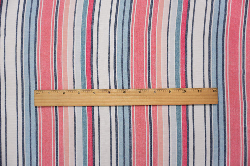Red-Blue-White Famous Maker Poly Stripe Woven Fabric