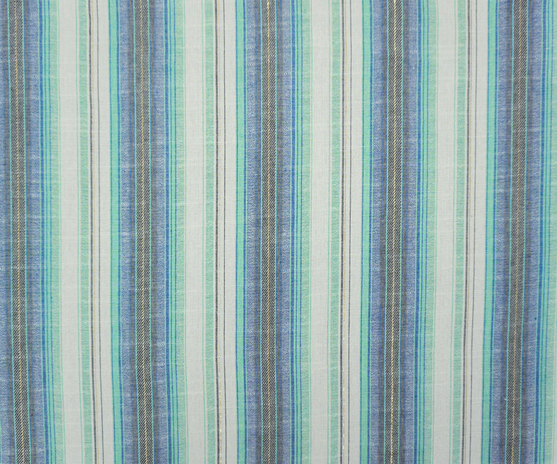 Green-Gold Poly Rayon Cotton Famous Maker Stripe Woven Fabric