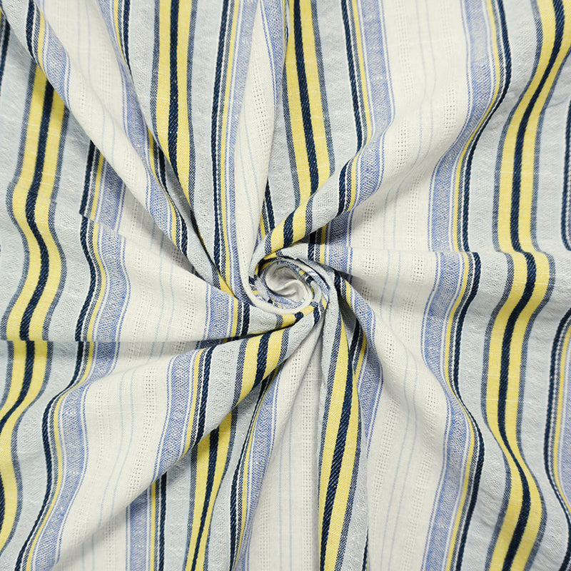 Blue Famous Maker Poly Blend Stripe Dobby Woven Fabric