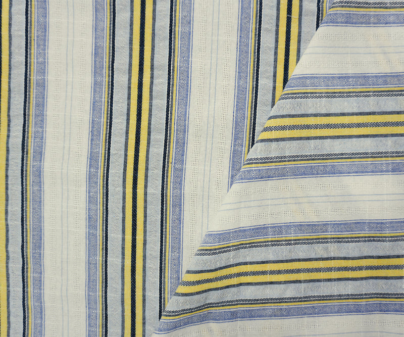 Blue Famous Maker Poly Blend Stripe Dobby Woven Fabric