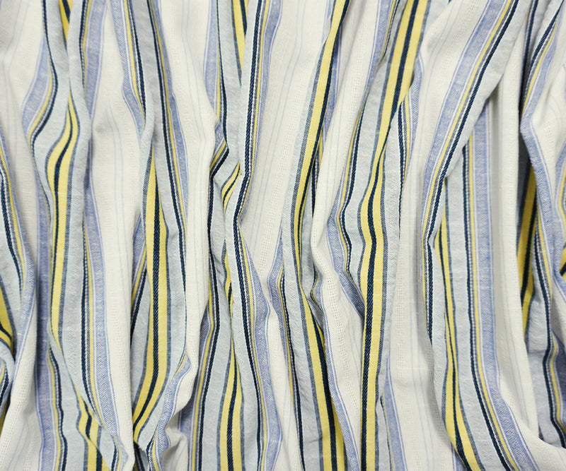 Blue Famous Maker Poly Blend Stripe Dobby Woven Fabric