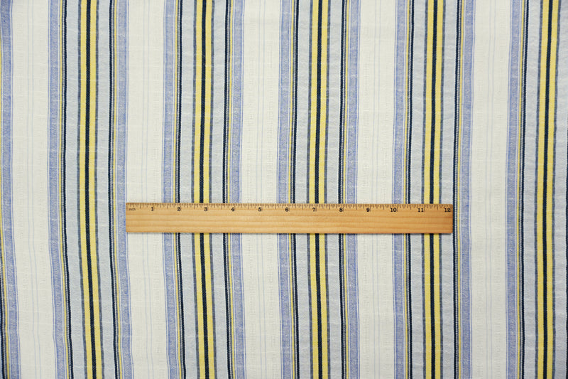 Blue Famous Maker Poly Blend Stripe Dobby Woven Fabric
