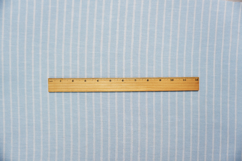 Blue-Silver-White Famous Maker Poly Lurex Stripe Woven Fabric