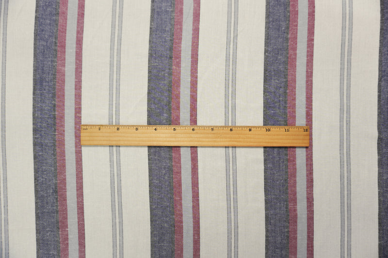 Red Famous Maker Rayon Linen Stripe Dobby Woven Fabric