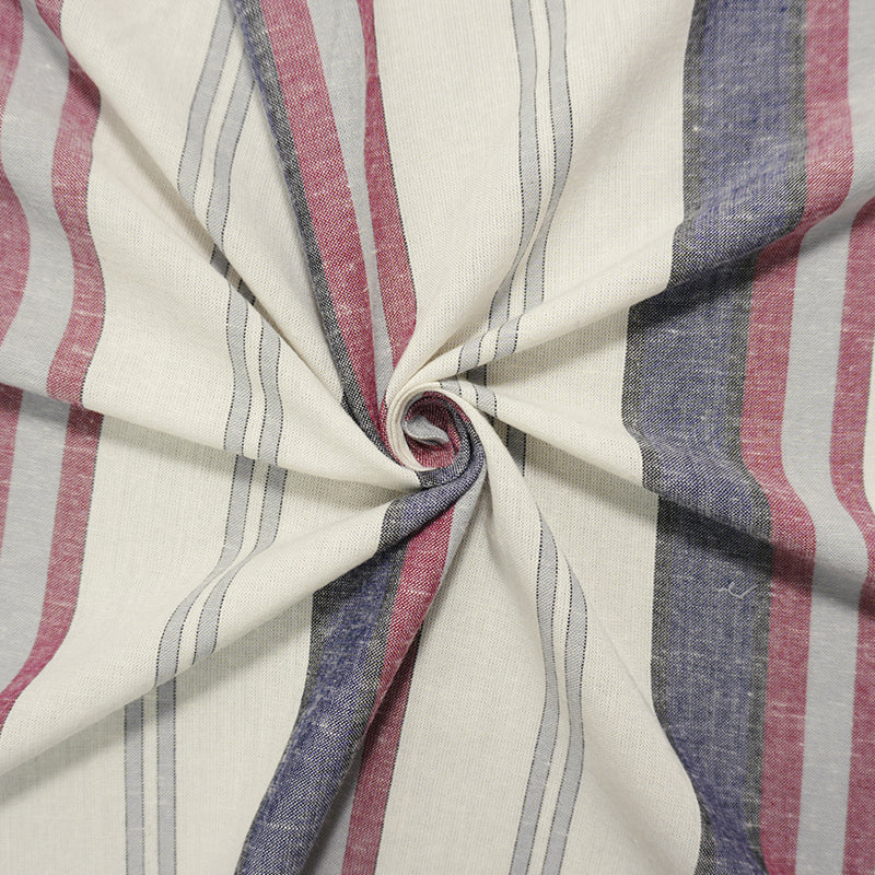 Red Famous Maker Rayon Linen Stripe Dobby Woven Fabric