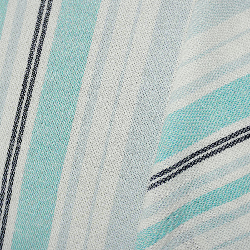 Blue-Teal-White Famous Maker Cotton Stripe Woven Fabric