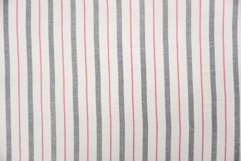 White-Multi Famous Maker Rayon-Linen Stripe Twill Woven Fabric