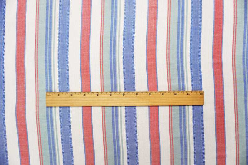 Red-Blue-White Famous Maker Rayon Stripe Dobby Woven Fabric