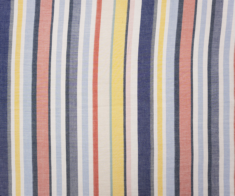 Blue-White-Multi Famous Maker Cotton Stripe Twill Woven Fabric