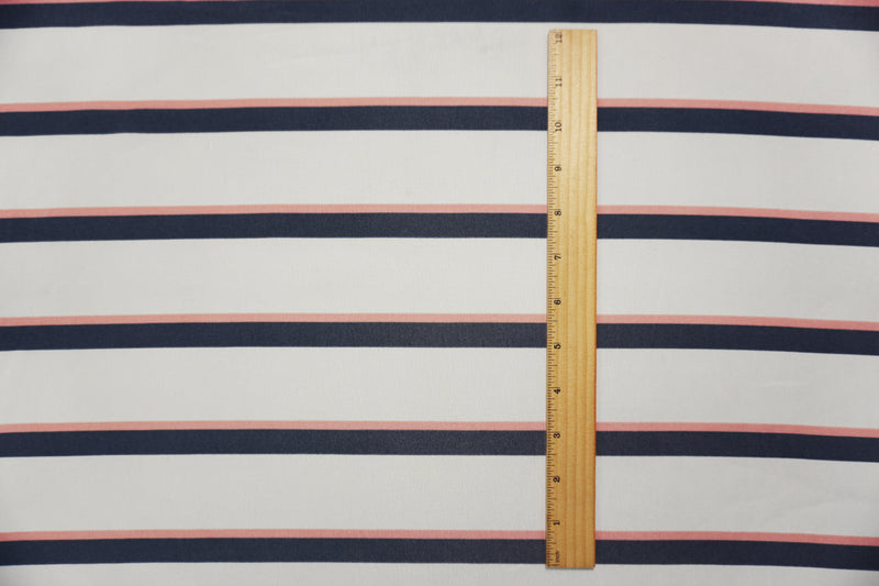 Gray-Coral-Ivory Famous Maker Poly Challis Woven Fabric