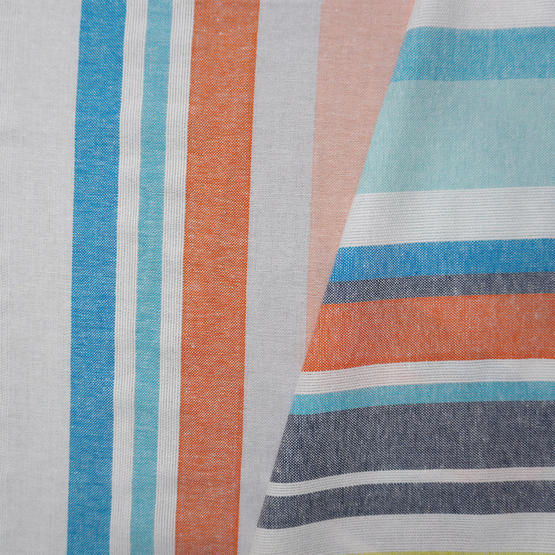Blue-White-Red-Multi Famous Maker Cotton Stripe Woven Fabric