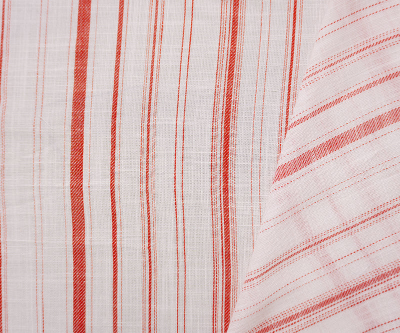 Red-White Famous Maker Rayon Stripe Woven Fabric