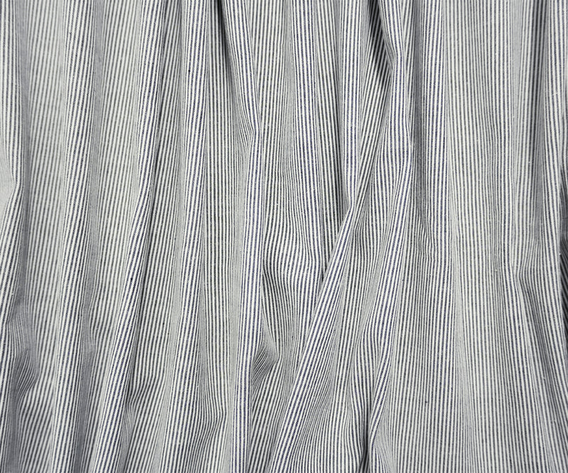 Navy-White Famous Maker Cotton Stripe Stretch Woven Fabric