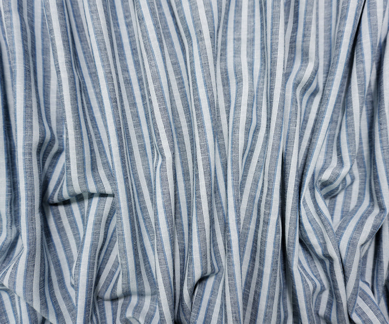 Navy-Blue Famous Maker Rayon Blend Stripe Woven Fabric