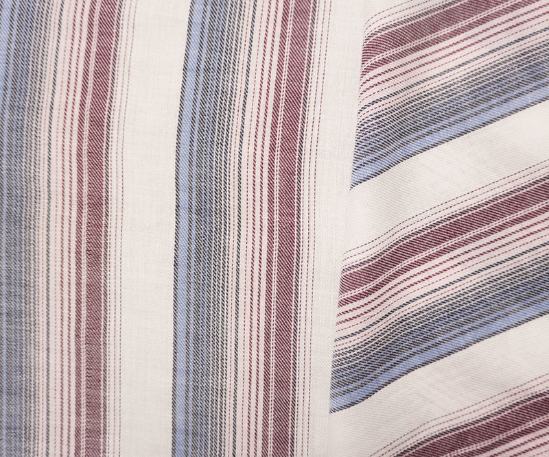 Red-Blue-Multi Famous Maker Cotton Stripe Twill Woven Fabric