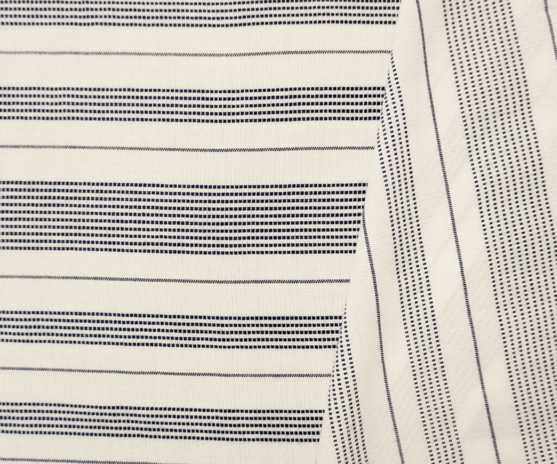 White-Navy Famous Maker Rayon Dobby Stripe Woven Fabric