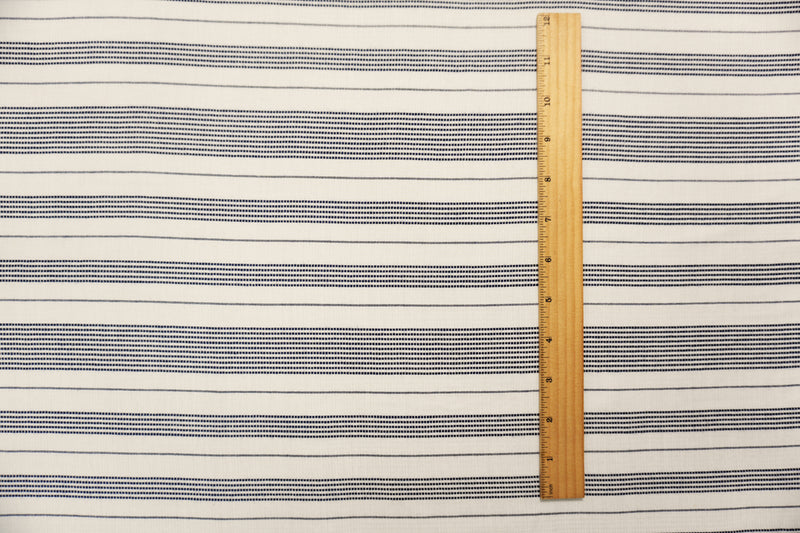 White-Navy Famous Maker Rayon Dobby Stripe Woven Fabric