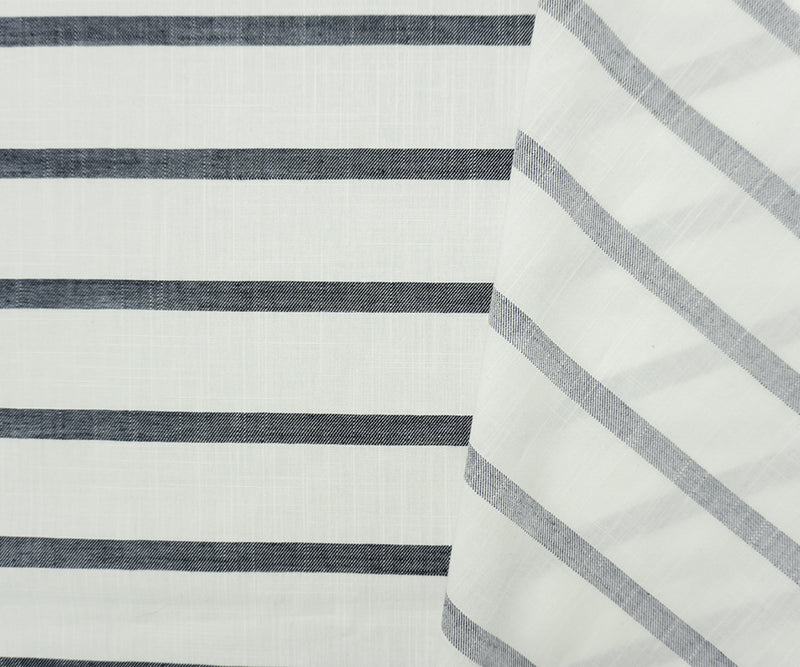White-Black Famous Maker Cotton Stripe Slub Twill Woven Fabric
