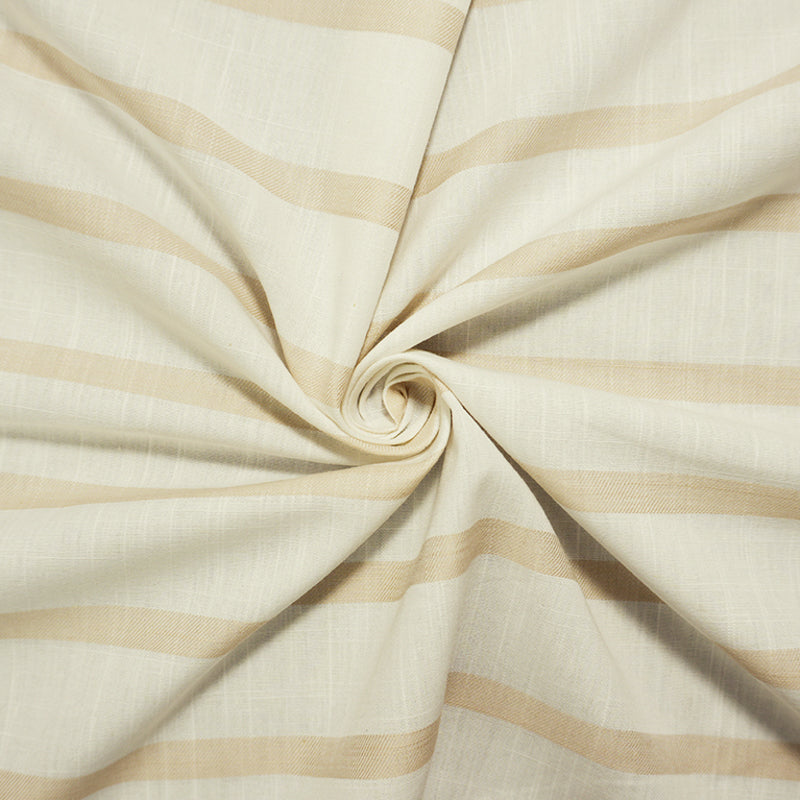 White-Beige Famous Maker Cotton Stripe Cross-Hatch Woven Fabric
