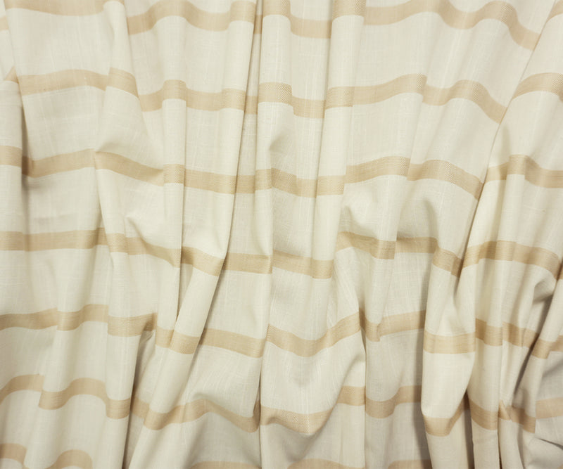 White-Beige Famous Maker Cotton Stripe Cross-Hatch Woven Fabric