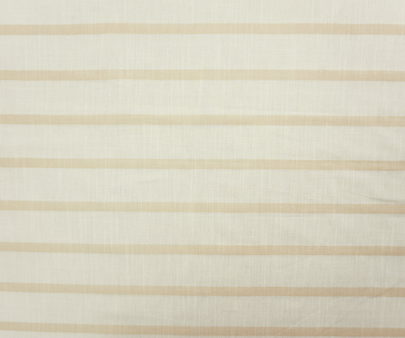 White-Beige Famous Maker Cotton Stripe Cross-Hatch Woven Fabric