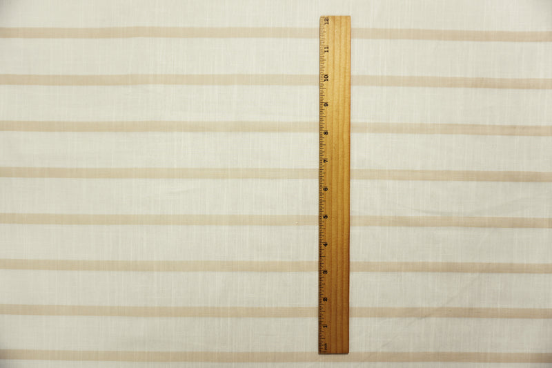 White-Beige Famous Maker Cotton Stripe Cross-Hatch Woven Fabric