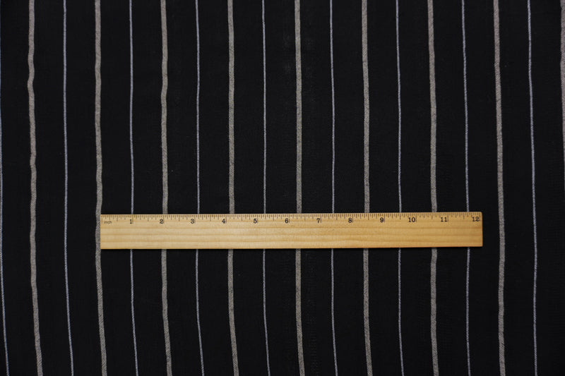 Black-White Famous Maker Rayon Stripe Crepon Dobby Woven Fabric