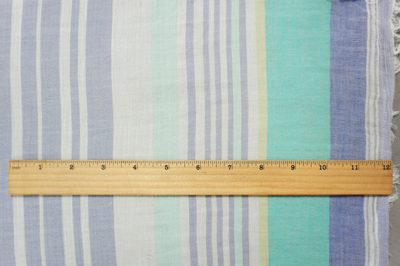 Blue-Teal-Multi Cotton Stripe Gauze Woven Fabric