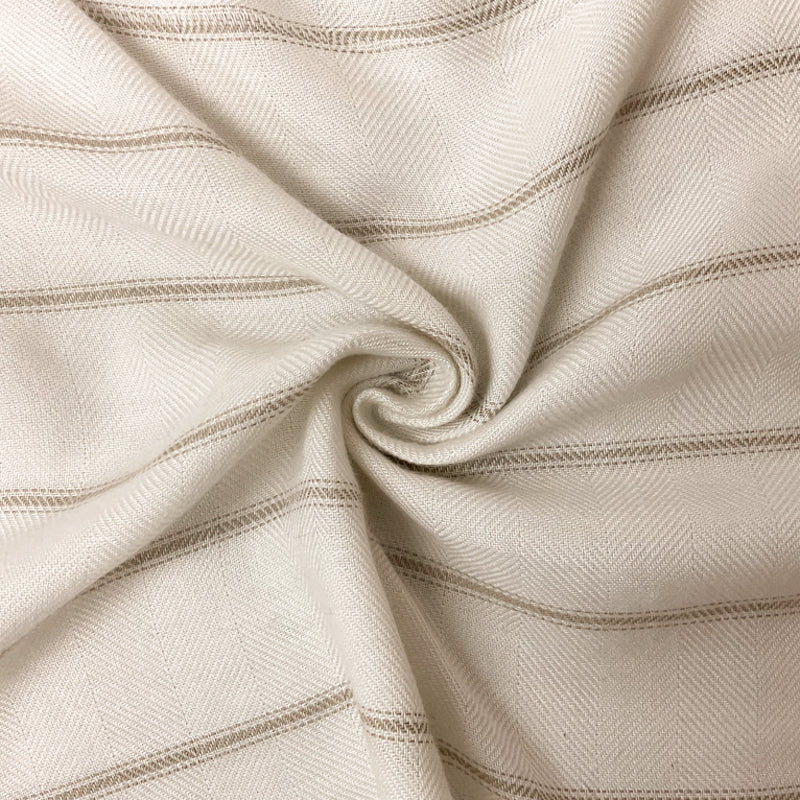 White-Taupe Beige Rayon Stripe Herringbone Twill Woven Fabric