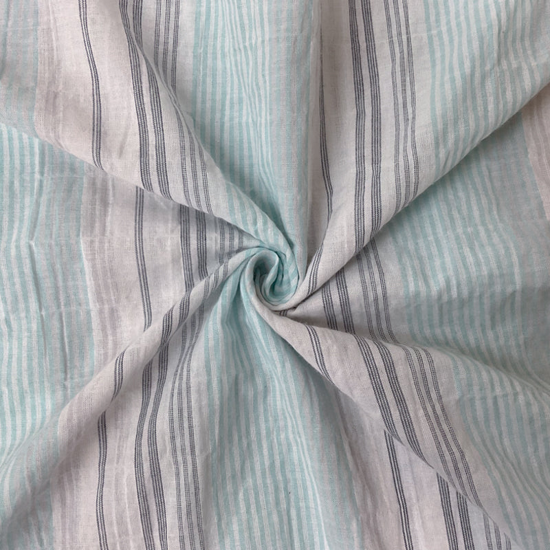 Teal Cotton Spandex Stretch Stripe Gauze Woven Fabric