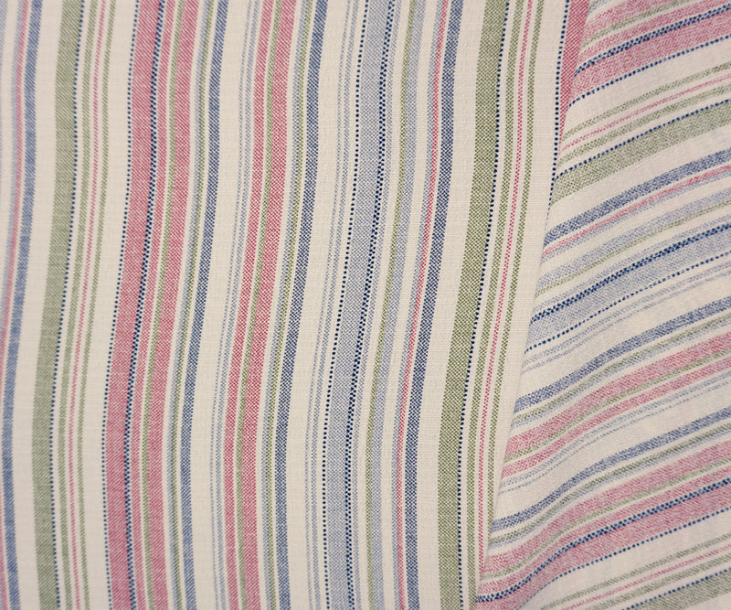 Red-Blue-Off-White Poly Stripe Dobby Woven Fabric
