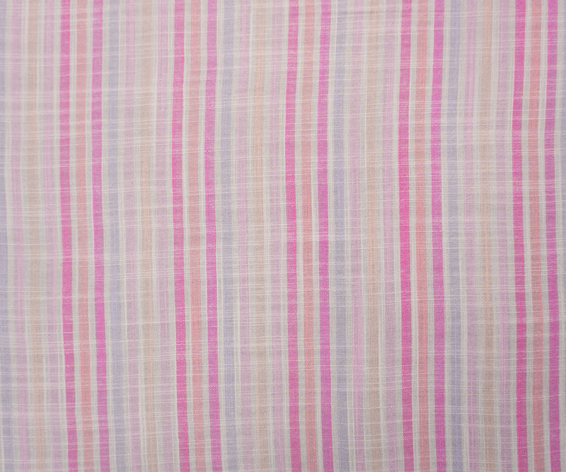 Pink Rayon Stripe Slub Challis Woven Fabric
