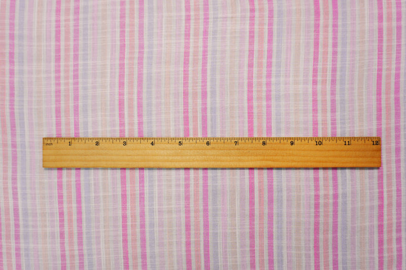 Pink Rayon Stripe Slub Challis Woven Fabric