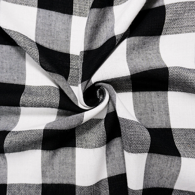 Black-White Rayon Check Leno Weave Fabric