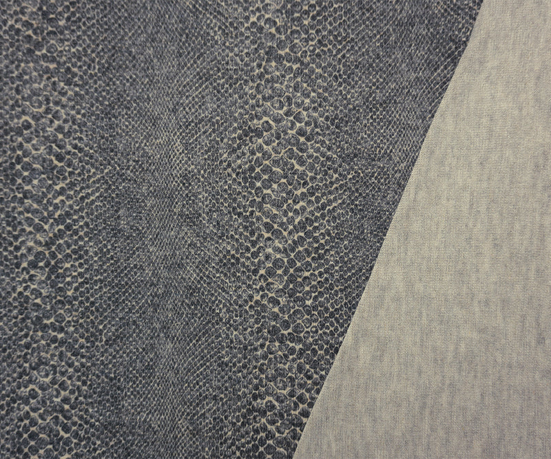 Gray Designer Poly Blend Reptile Double Brush Jersey Knit Fabric