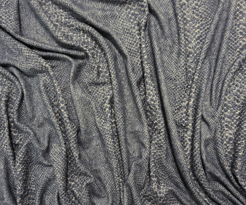 Gray Designer Poly Blend Reptile Double Brush Jersey Knit Fabric